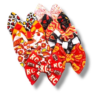 Hometown Football bows, football bows, KC football bows, red & yellow team bows