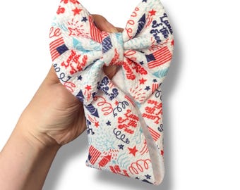 Patriotic Bow Headwrap Set: Red, White & Blue Fourth of July