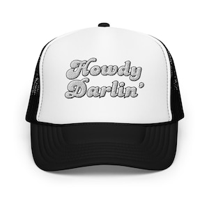 Howdy Darlin &#39;gestickter Schaumstoff-Truckerhut, Country-Konzerthut, Festival-Cowboyhut, Retro-Country-Cap, Country-Musikfan, Howdy Darlin-Cap
