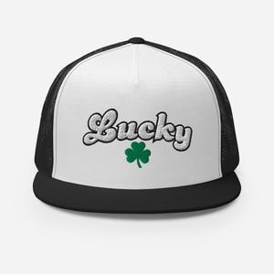 Lucky Shamrock geborduurde truckerpet - Retro Ierse baseballpet met klavertje vier, schattige St. Patty&#39;s Shenanigans Gift St. Patrick&#39;s Day
