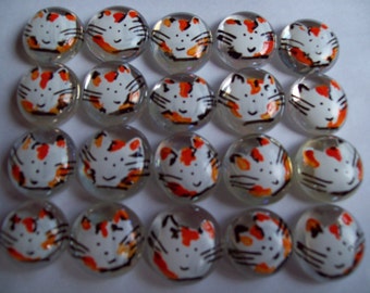 CALICO CATS  Hand painted glass gems party favors mini art cat kitty