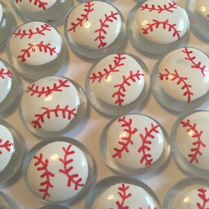 Handpainted glass gems party favors art  BASEBALLS BASEBALL  sports decoration
