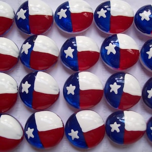 Hand Painted Texas Flag Glass Gems: Party Favors, Crafts - Set of 25