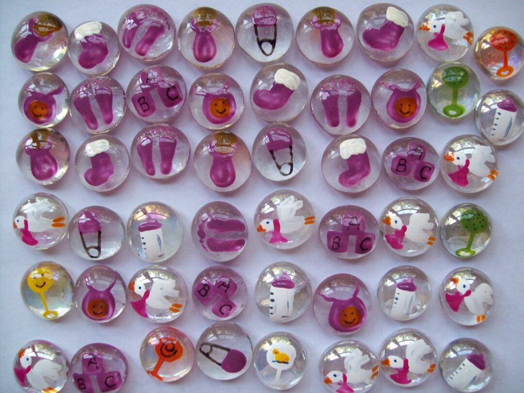 Hand Painted Glass Gems Party Favors BABY SHOWER for Girl - Etsy