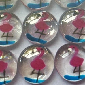 Hand Painted Pink Flamingo Glass Gems: Tropical Party Favors, Set of 50 ...