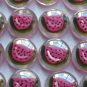 Hand painted glass gems party favors mini art WATERMELONS WATERMELON  fruit