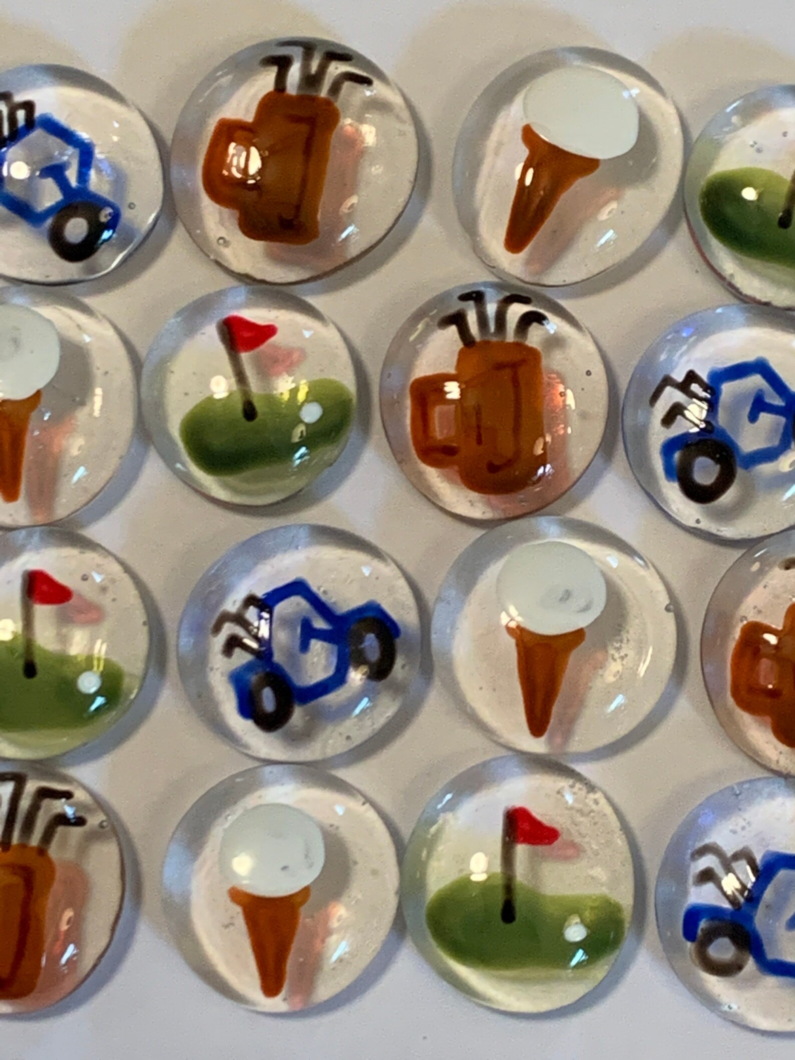 GOLF SET Hand Painted Glass Gems Party Favors Mini Art - Etsy