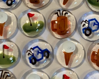 GOLF SET  hand painted glass gems party favors mini art