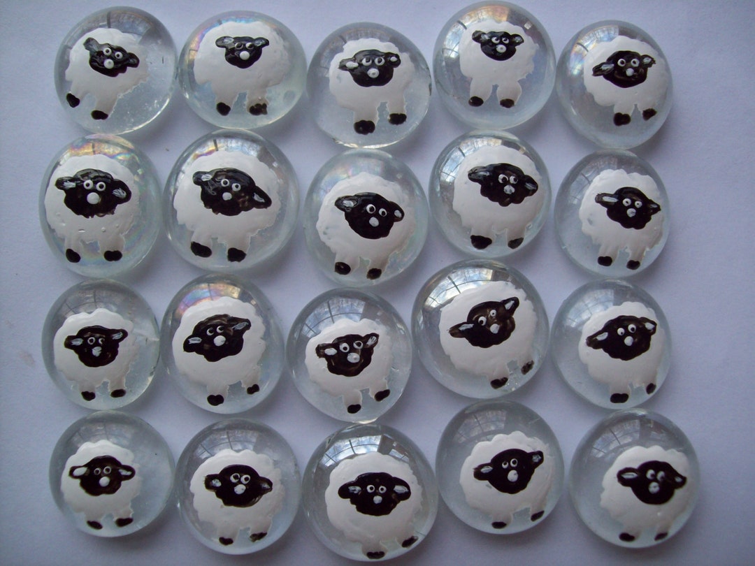 Hand Painted Glass Gems Party Favors Art Sheep - Etsy