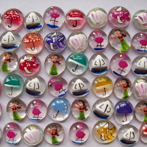 Hand Painted Glass Gems Party Favors Set of 50 TROPICAL MIX Pink ...