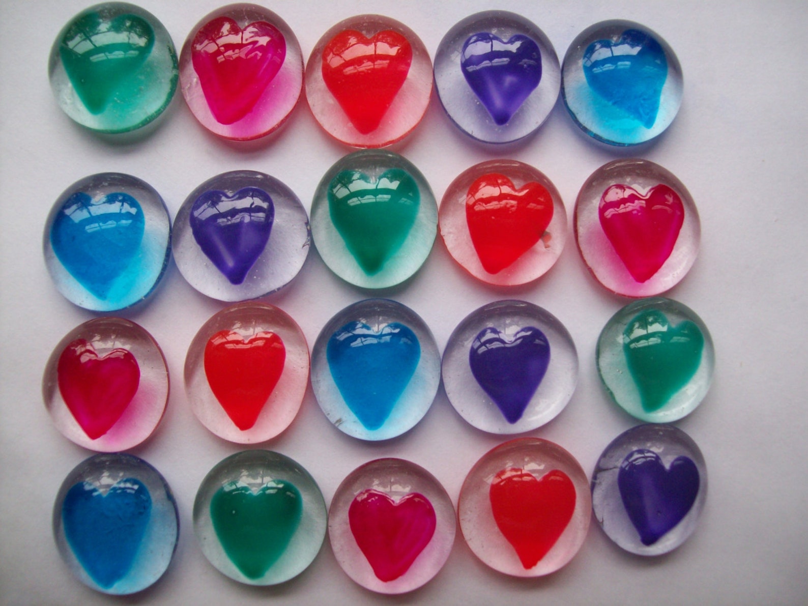 Hand Painted Glass Gems Party Favors Colorful Hearts Heart Set of 50 - Etsy