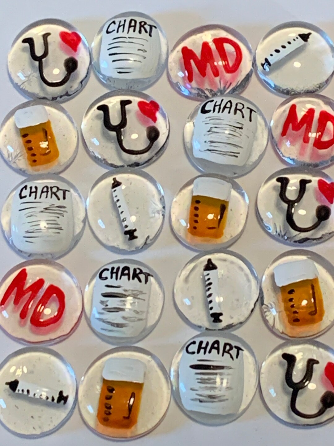 Doctor MD Hand Painted Glass Gems Party Favors Mini Art Set of 50 - Etsy