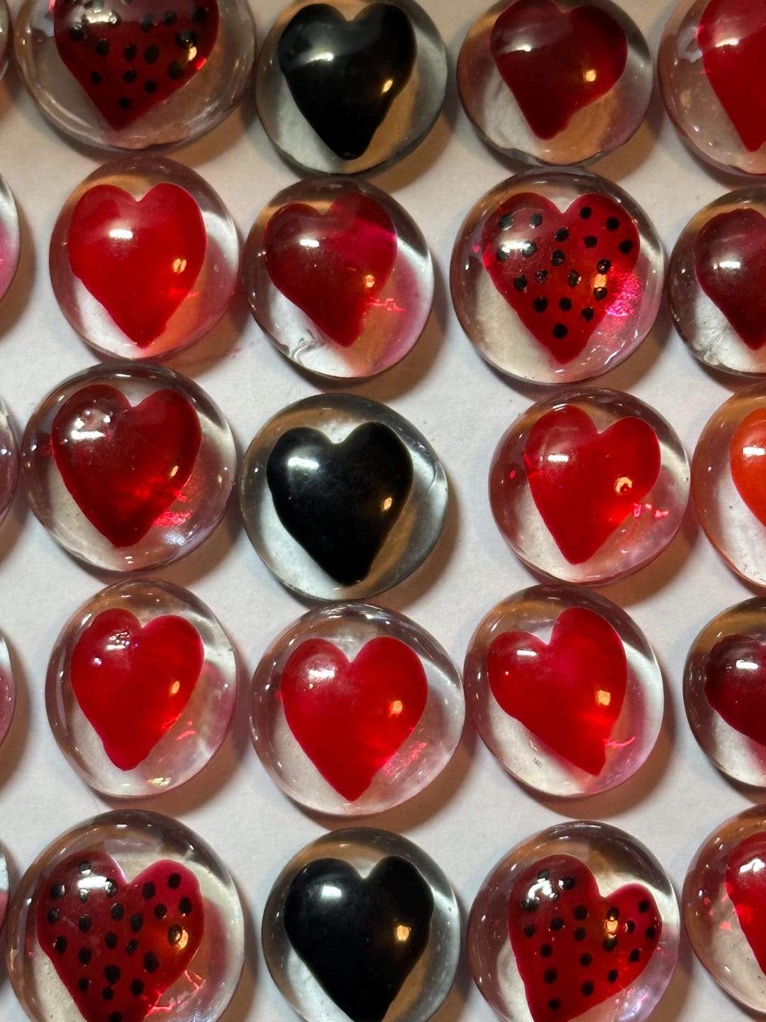 Hand Painted Glass Gems Party Favors Assorted Hearts Heart - Etsy