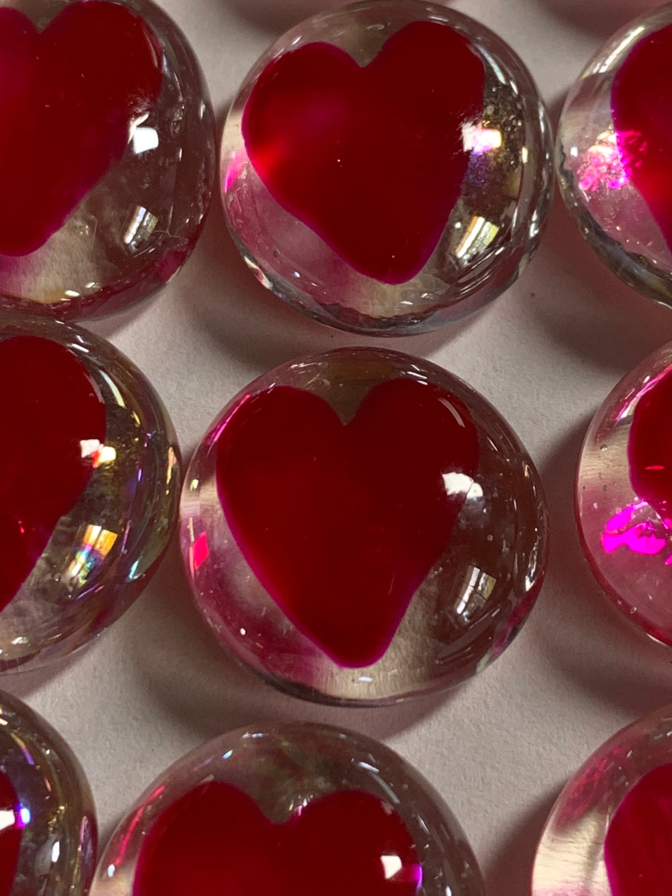 Hearts Heart Ruby Red Painted Glass Gems Party Favors Table Confetti ...