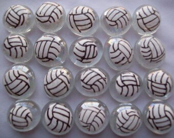 Hand painted glass gems party favors volleyballs  volleyball