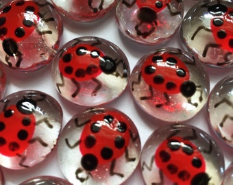 Hand painted Glass Gems lady bugs ladybugs ladybug beetle new legs