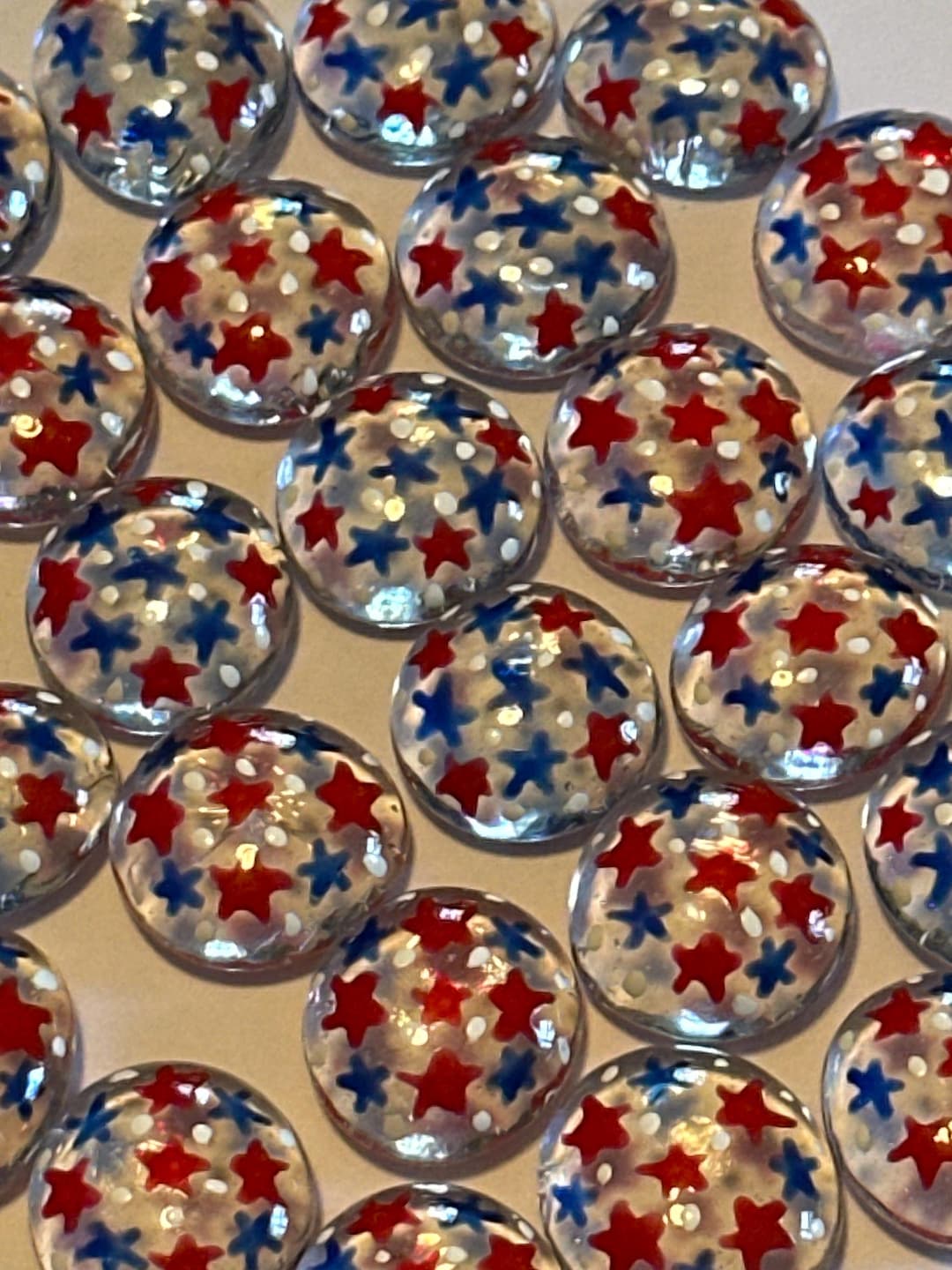 Hand Painted Glass Gems: Red White Blue Star Party Favors (set of 25 ...