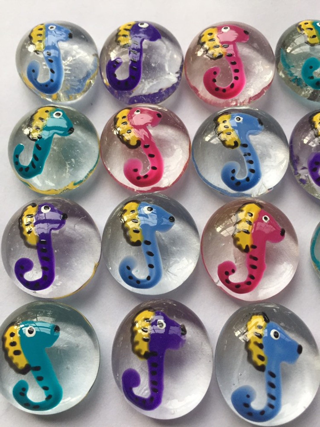 Sea Horses Sea Horse Painted Glass Gems Party Favors Mini Art Colorful ...