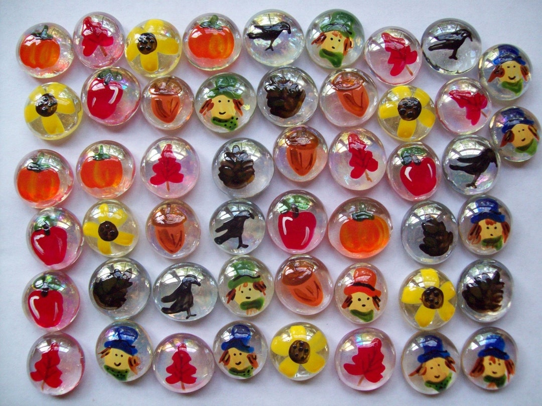 Hand Painted Glass Gems Party Favors Thanksgiving Decorations Fall Mix ...