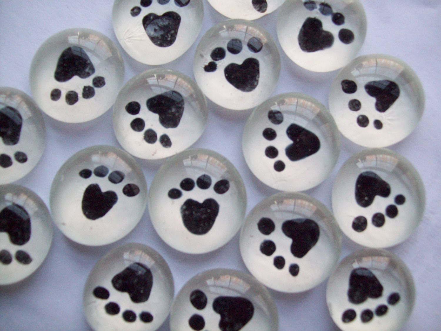 Hand Painted Glass Gems Mosaic Tile Party Favors PAW PRINTS on White - Etsy