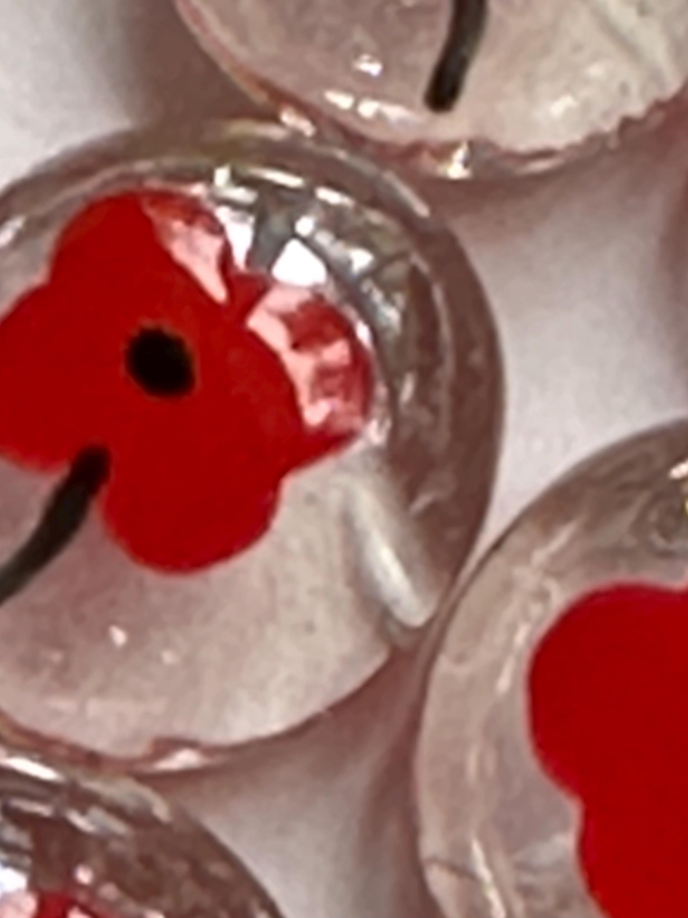 Set of 50 Hand-painted Glass Gems Party Favors Red Poppy Poppies ...