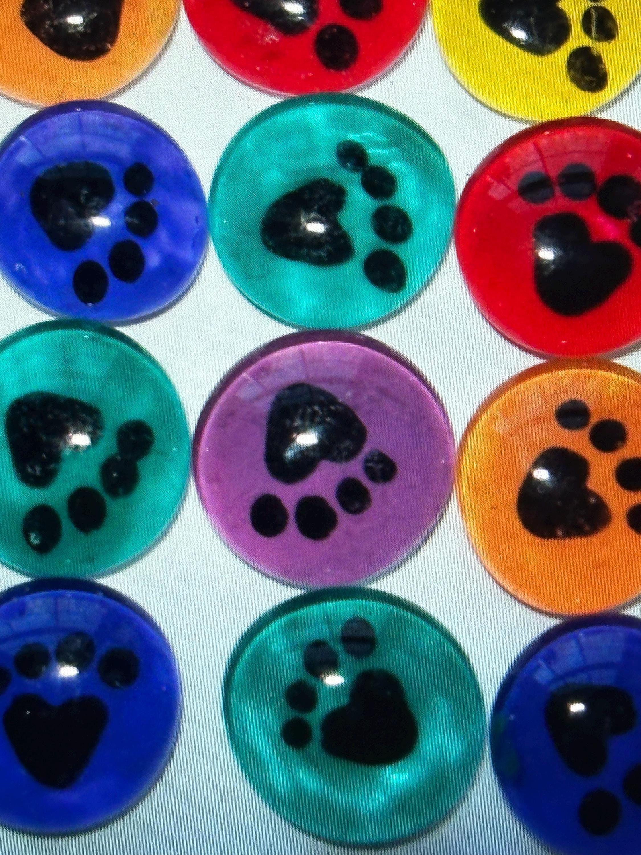 Hand Painted Glass Gems Mosaic Tile Party Favors PAW PRINTS on Assorted ...