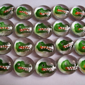 Set of 50 Glass gems handpainted party favors  Alligators CROCODILE GATORS