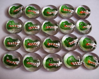 25 Glass gems handpainted party favors  Alligators CROCODILE GATORS