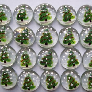 Hand painted Glass gems party favors Christmas tree on a snowy day