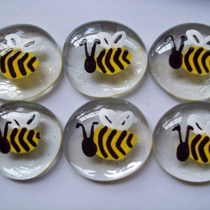 Bees Hand painted large glass gems party favors art  Bees Bumble bee