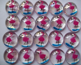 Hand painted glass gems party favors pink flamingos pink flamingo tropical beach set of 50