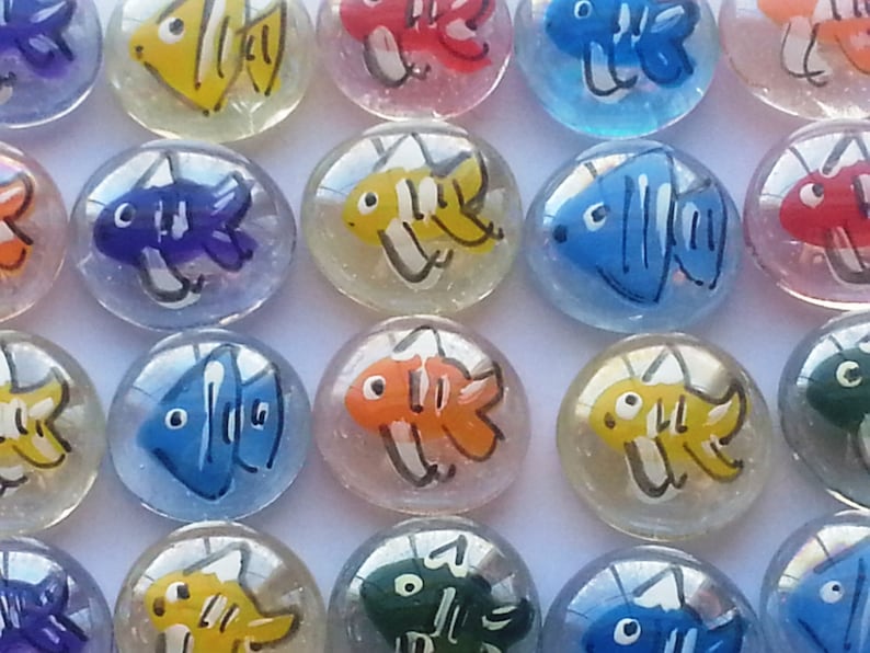 Hand Painted Glass Gems Party Favors Art TROPICAL FISH FISHES Etsy