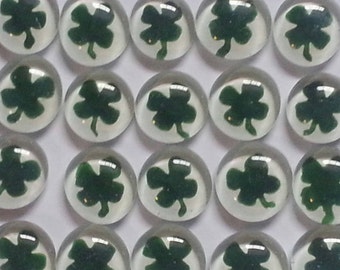 Hand painted glass gems mosaic tile party favors  St Patricks day Four Leaf Clover