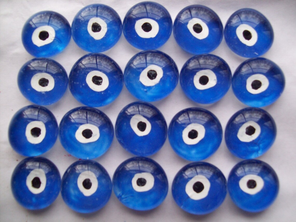 Hand Painted Glass Gems Mosaic Tile Turkish Evil Eye Blue Eyes Etsy
