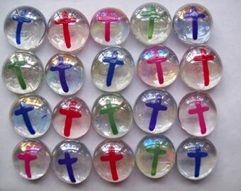 Hand painted glass gems party favors  WEDDING  CROSS CROSSES