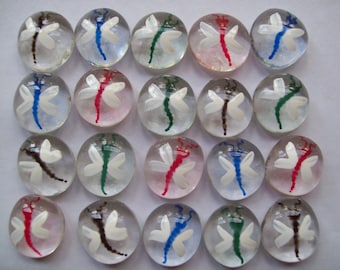 DRAGONFLIES DRAGONFLY hand painted glass gems party favors wedding garden art