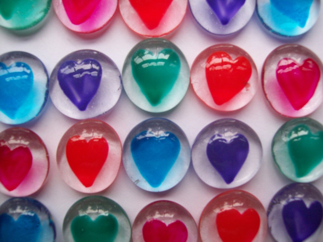 Hand Painted Glass Gems Party Favors Colorful Hearts Heart Set of 50 - Etsy
