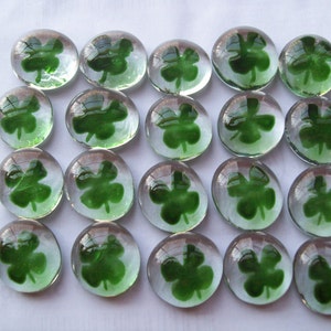 Four leaf clovers set of 50 Hand painted glass gems party favors decorations St. Patricks day four leaf clover