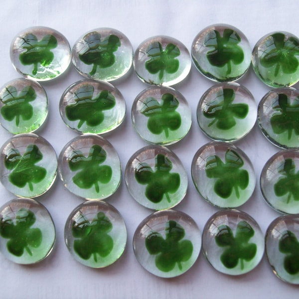 30 Hand painted glass gems party favors decorations St. Patricks day four leaf clover