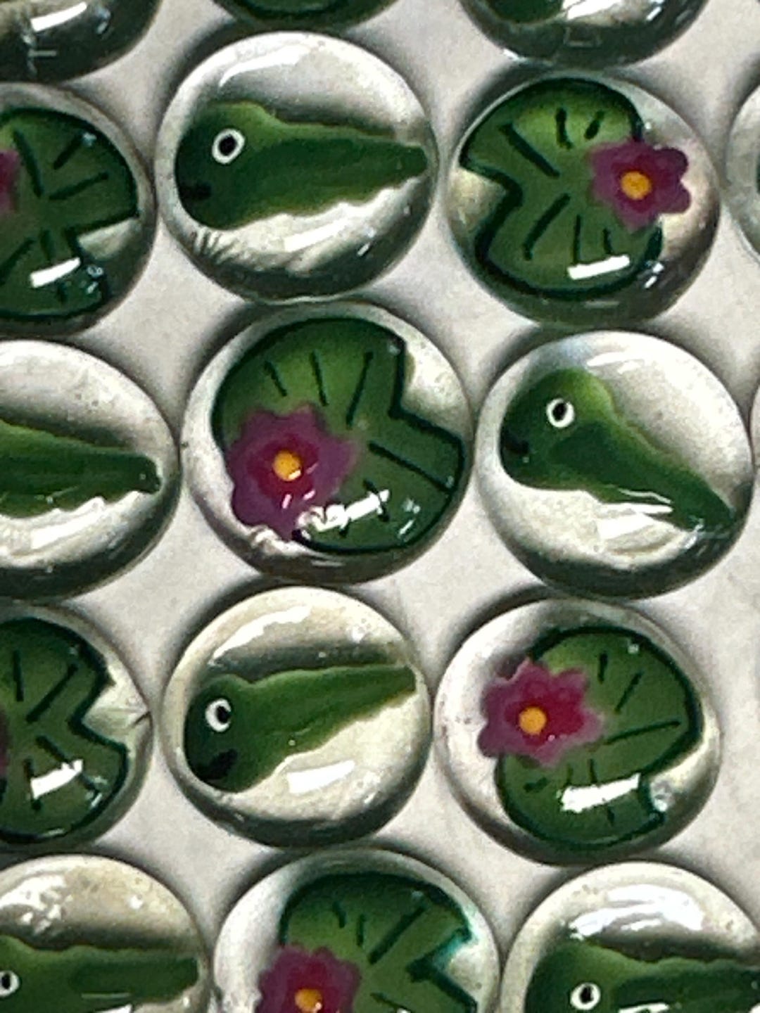 Hand Painted Glass Gems Party Favors Frogs Lily Pads and Tadpoles - Etsy