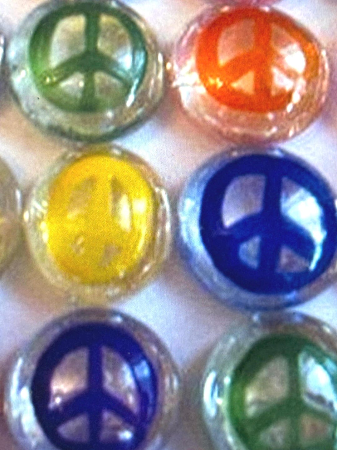 Hand Painted Glass Gems Party Favors Mini Art PEACE SIGNS Assorted ...
