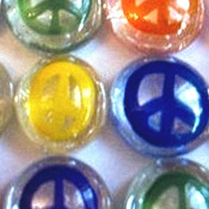 Hand painted glass gems party favors mini art  PEACE SIGNS assorted colors