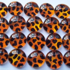 Hand painted glass gems mosaic tile party favors leopard print