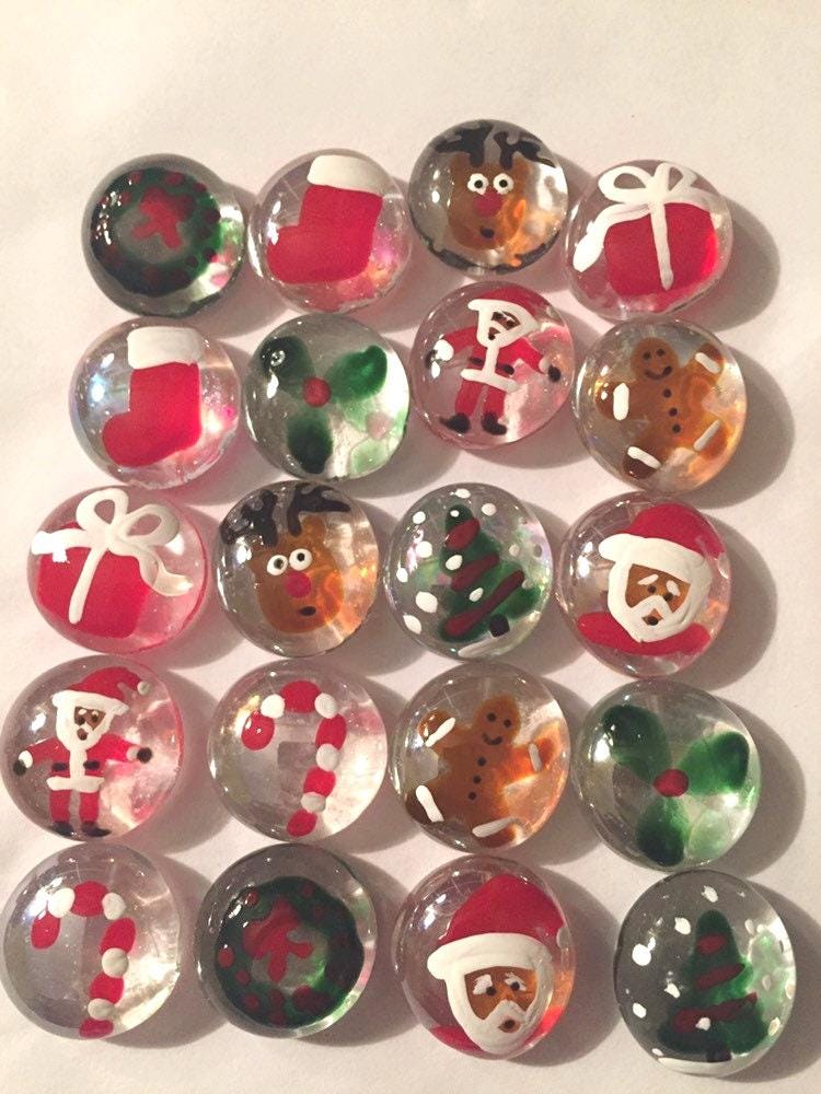 Christmas Mix Hand Painted Glass Gems Party Favors - Etsy