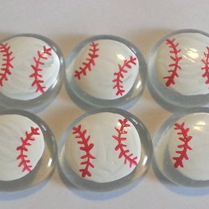 Baseballs Hand painted large glass gems party favors art baseball  sports stocking stuffer birthday