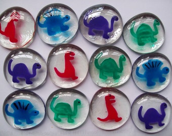 Hand painted large glass gems  party favors dinosaur dinosaurs set of 12