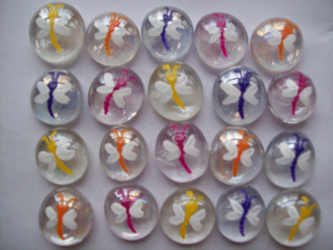 Hand Painted Glass Gems Party Favors Mini Art Dragonflies Dragonfly ...