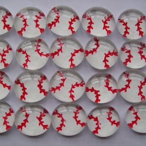 Hand painted glass gems mosaic tile party favors baseballs baseball