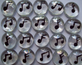 Handpainted glass gems music notes music note  hand painted hp