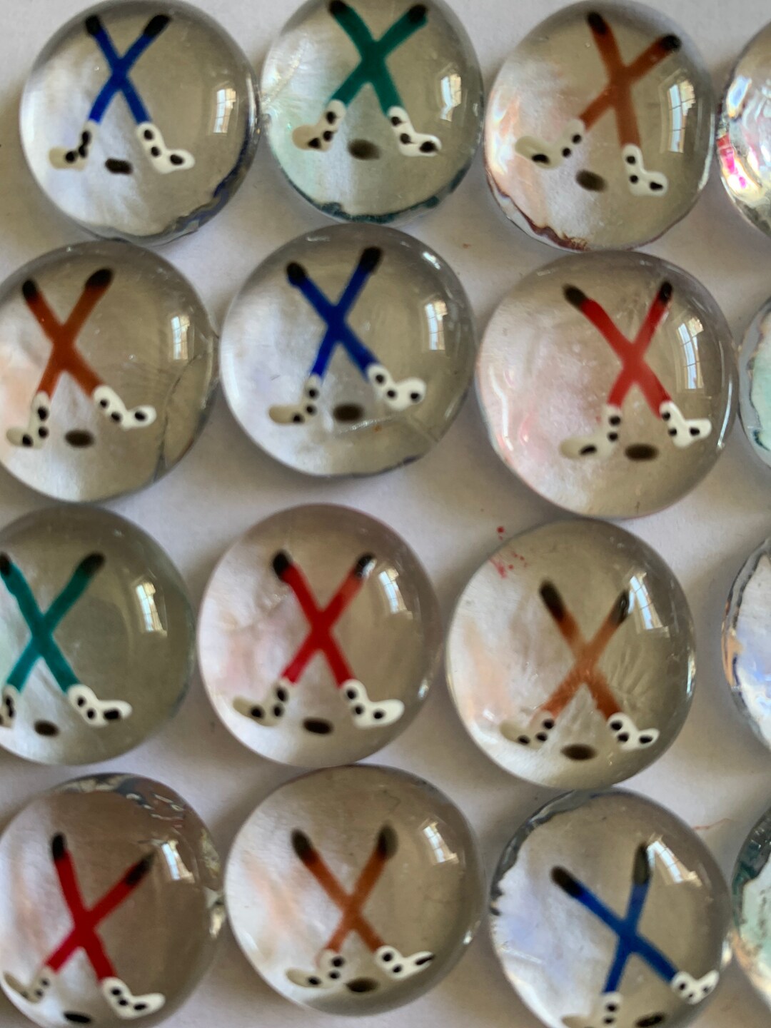 Hand Painted Glass Gems Party Favors Art Hockey Sticks Sports - Etsy